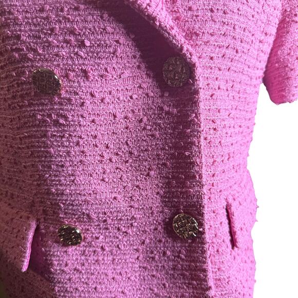 Endless Rose Tweed Double Breast Short Sleeve Blazer, Pink, Size Medium, NWT - Picture 3 of 7